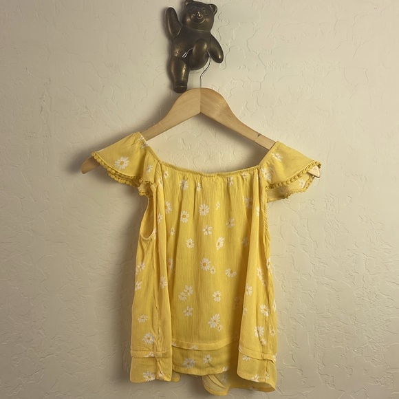 5 for $25 🌈Self Esteem yellow flowy top with ruffle straps girls size M 10/12 - Picture 3 of 8